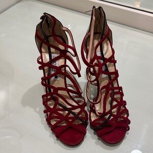Jimmy Choo Red and Burgundy Strappy Heels